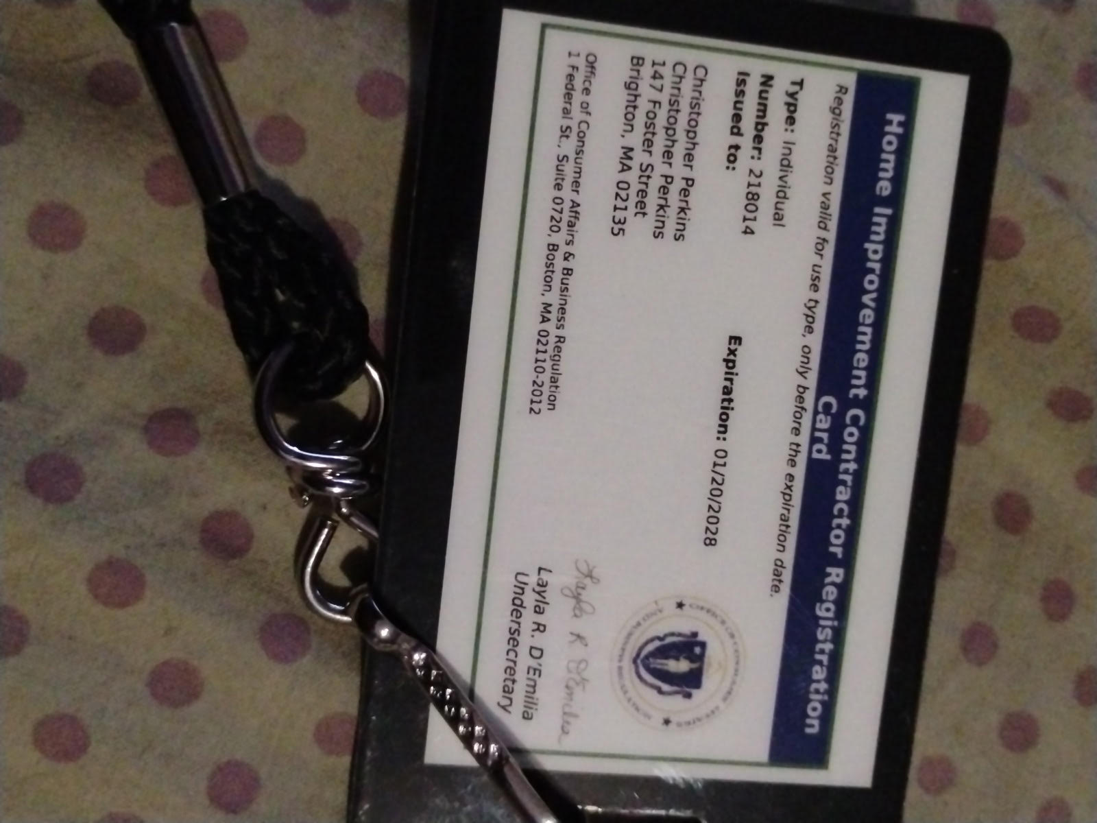 Contractor Insurance Card